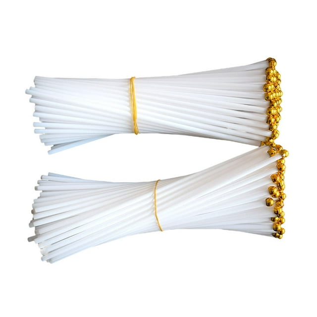 Shisuyan 100 Pcs Durable Small Flag Poles With Flag Caps Meeting Sports Accessories (White)