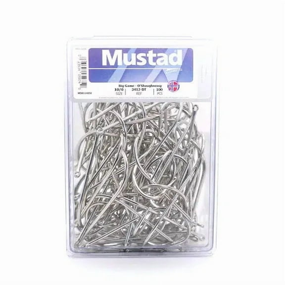 Mustad 3412 O’Shaughnessy Needle Eye 2X Strong Duratin Hook 10,0, 100PK Hooks