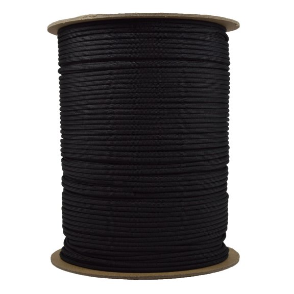 3000 Feet of Black Paracord on Spool - Bored Paracord Brand Type III 7 Strand 550 Cord