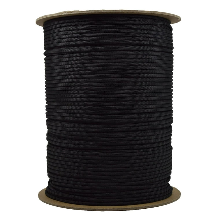 3000 Feet of Black Paracord on Spool - Bored Paracord Brand Type III 7  Strand 550 Cord