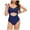 Blue, variant on Mefallenssiah Women'S Swimsuits Women'S Halterneck Strappy Back-Beautiful Pleated Belly Cover Slim Swimsuit