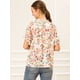 thumbnail image 5 of Blusa Estampada Floral Mangas Cortas Cuello Redondo Con Volantes Allegra K Blanco XL, 5 of 6