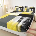 thumbnail image 3 of Manfei Western Artwork Full Size Sheets for Adult, Vintage Oil Printing Bed Sheets, Yellow Grey Watercolor Sheet Sets, Ultra Soft Home Decor, 4pcs, 3 of 7