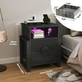 thumbnail image 6 of Holliwill 2-Piece Dresser Nightstand Set, Modern Bedroom Furniture Set, Wide 6 Drawer Dresser & 2 Drawer Nightstands with Outlets LED Lights, Fluted Wood Chest of Drawers for Bedroom, Black, 6 of 9