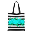 thumbnail image 1 of NUDECOR Sac Fourre-Tout en Toile Roses Vertes Bleues sur Motif Rayures Noires et Blanches Sac à Provisions Réutilisable, 1 of 1