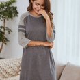 thumbnail image 6 of Women's Nightgowns 3/4 Sleeve Sleep Shirts Soft Two Striped Nightshirts Contrast Color Nightdress S-3XL, 6 of 7