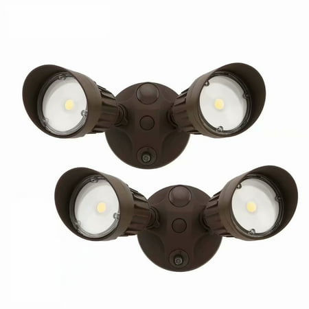 Leonlite 20w Dual Head Dusk To Dawn Led Outdoor Security Light With Leonlite 20w Dual Head Dusk To Dawn Led Outdoor Security Light With Photocell 3000k Warm White Bronze Pack Of 2 Com