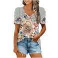 thumbnail image 2 of Summer Savings! Short Sleeve T Shirts Womens Tops Trendy Short Sleeve Printed Button down Shirts Tops, 2 of 5