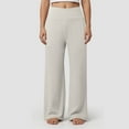 thumbnail image 2 of vigerkar Women's Palazzo Lounge Pants Stretchy Wide Leg Casual Pants Comfy High Waist Flowy Pants Beige, M, 2 of 9