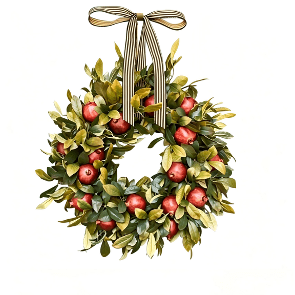 18 inch Pomegranate Wreath, Thanksgiving Fall Wreath Spring and Summer Wreath for Front Door, Holiday Pomegranate Garland for Indoor Outdoor Home Decor