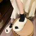 thumbnail image 3 of EIMELI Autumn Winter Women Solid Color Furry Slippers Non-slip and Wear-resistant Flat Cross House Cotton Slippers, 3 of 8