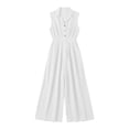 thumbnail image 7 of Hueook Cotton Womens Jumpsuit Plus Size Rompers Casual Trendy Flared Sleeveless Full-Length Trousers White XL, 7 of 7