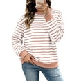 thumbnail image 4 of Hurxie Oversized Sweatshirt for Women Crewneck Striped Shirt Long Sleeve Tops Pullover Womens Fall Fashion, 4 of 8