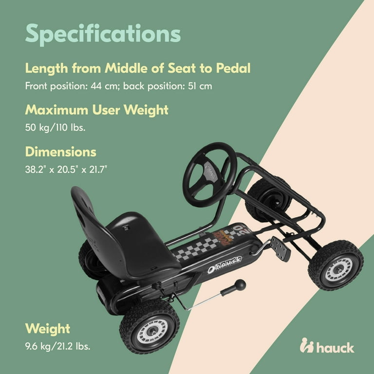 hauck Lightning Ergonomic Pedal Ride-On Go Kart for Kids, Black