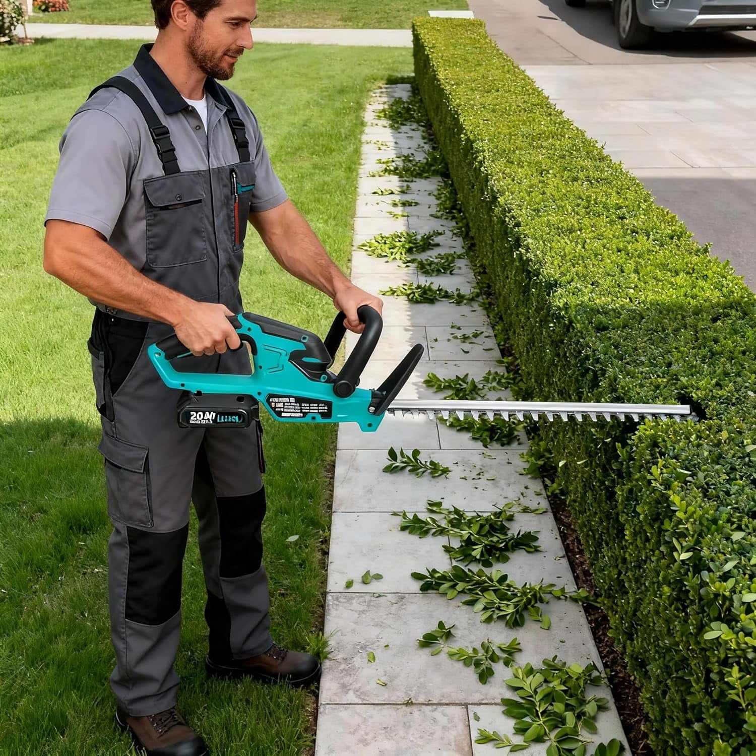 22.4'' Cordless Hedge Trimmer with Dual Batteries, 3000SPM Brushless Motor Electric Shrub Clipper for Home Garden