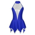 thumbnail image 3 of Mufeng Women's Glitter Sequins Lyrical Dance Costume Sleeveless Modern Contemporary Dance Dress Blue M, 3 of 7