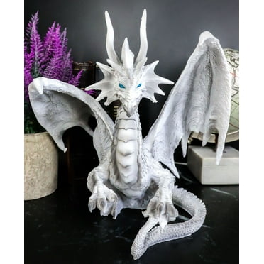Ebros Ruth Thompson White Checkmate Dragon with Majestic Horns Statue 8.25"H