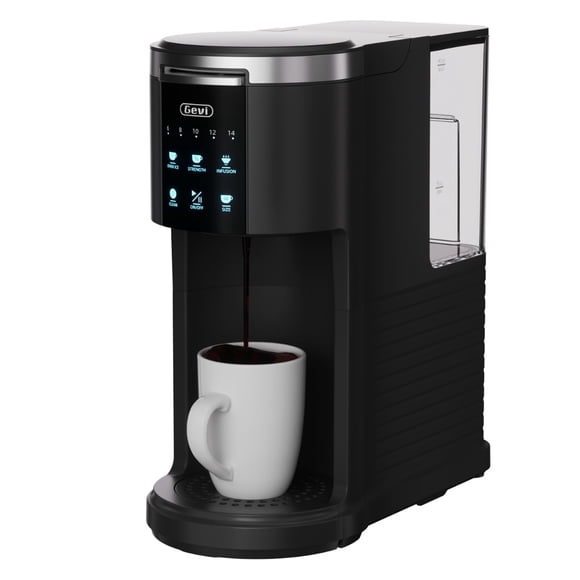 Gevi Single Serve Coffee Maker, Compatible with Pods & Ground Coffee, 40oz Removable Water Reservoir, 5 Brew Sizes (6-14oz), Compact for Kitchen Use,