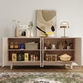 thumbnail image 6 of Bohemian Sideboard with Solid Wood Legs ,Buffet Cabinet with Painted Door Panel- Accent Cabinet for Dining Room, Living Room, or Hallway,Natural, 6 of 11