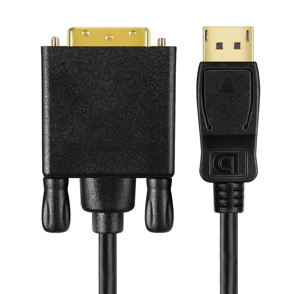 6 Feet AV Video Audio Male to Male Passive Passthrough Converter Adapter Wire Cord Plug Supports Ultra HD UHD 1440P 1080p Full HD Black TNP DisplayPort DP to HDMI Cable