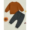 thumbnail image 3 of aturustex Toddler Boys Halloween Tracksuits Clothes Set 0-3T Infant Long Sleeve Sweatshirts Pumpkin Letter Print Pullovers Crew Neck Tops Pocket Sweatpants Long Pants Kids 2-Piece Casual Fall Outfits, 3 of 8