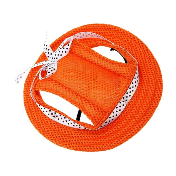 Sombrero de perro Sunnimix a rayas con correa de malla Talla M Color naranja