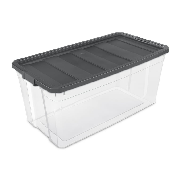 Sterilite 200 qt. Stacker Box Plastic, Flat Gray, Set of 3, Size: 39 3/4 inch Large x 21 1/2 inch W x 17 7/8 inch H