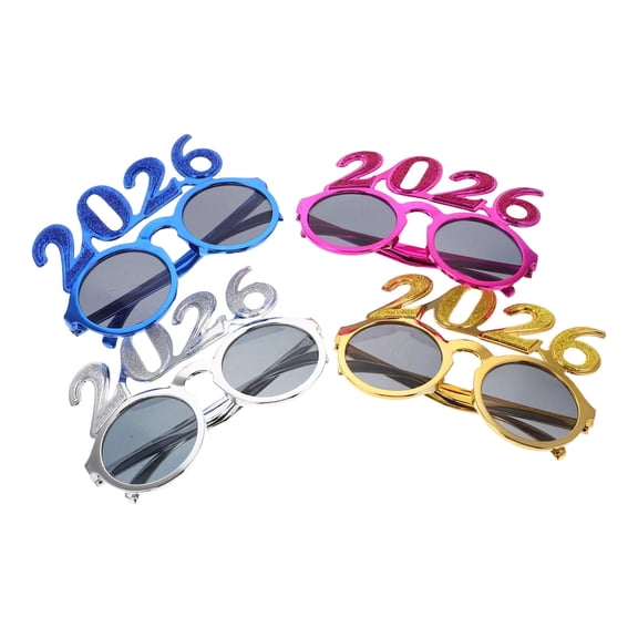Soimiss 4Pcs New Year Party 2026 Eyeglasses Assorted Colors Funny Shape Lightweight Frames