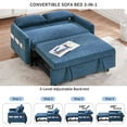 thumbnail image 2 of Leumius 2 Seat Sofa Couch with Pull Out Sleep Sofa Bed, Modern Loveseats with USB Ports, Blue, 2 of 6