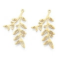 thumbnail image 2 of 5pcs 201 Stainless Steel Pendants Leafy Branch Charms Leaf Real 18K golden Plated 37.5x21x1mm Hole: 1.5mm, 2 of 2