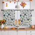 thumbnail image 2 of Navy Blue Pumpinks Sheer Curtains for Living Room Bedroom, Rustic Green Pumpink Maple Leaf Linen Texture Light Filtering Sheer Curtain Rod Pocket Voile Window Treaments Drapes, 52 x 45 Inches, 2 of 9