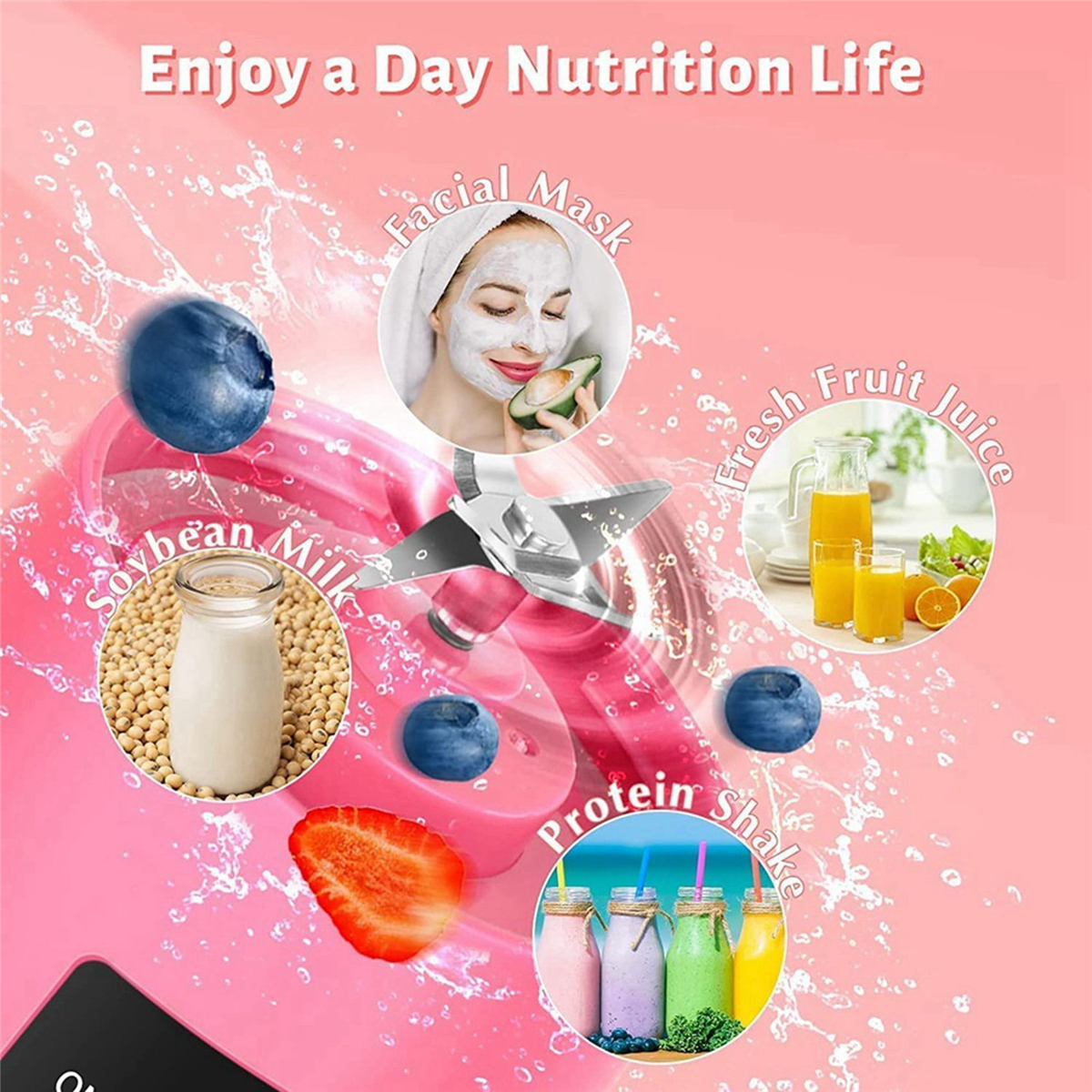Battery Powered Blender, Pink (2 Count)