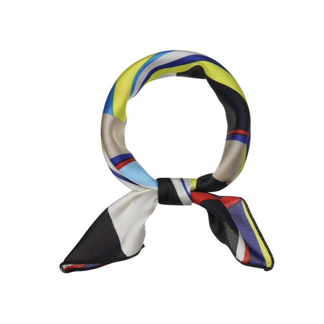 INSPIRE CHIC Foulards Carrés à Rayures pour Femmes Foulard de Tête Fichu Noir Bleu
