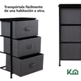 thumbnail image 5 of Comoda Cajonera de 3 Cajones Mueble Organizador Tela Madera gris M, 5 of 5