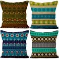 thumbnail image 1 of LAICAIW Boho Pillow Covers 18x18 Inch, Hippie Bohemian Decorative Throw Pillow Covers Blue Square Cotton Linen Couch Pillow Cases for Home Decor, Set of 4 (No Insert Included), 1 of 7