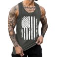 thumbnail image 2 of Hombres Moda Casual Día de la Independencia Impresión Suéter Cuello Redondo Deportes sin Mangas Tanque, 2 of 3