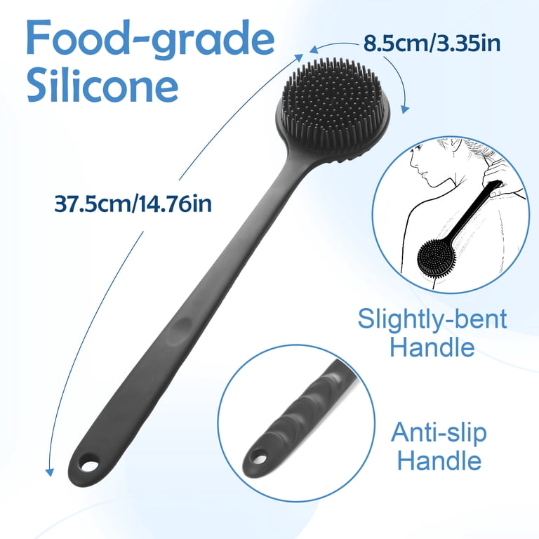 Abaima 3-Pack Silicone Back Scrubber Set, 14" Handle photo 6