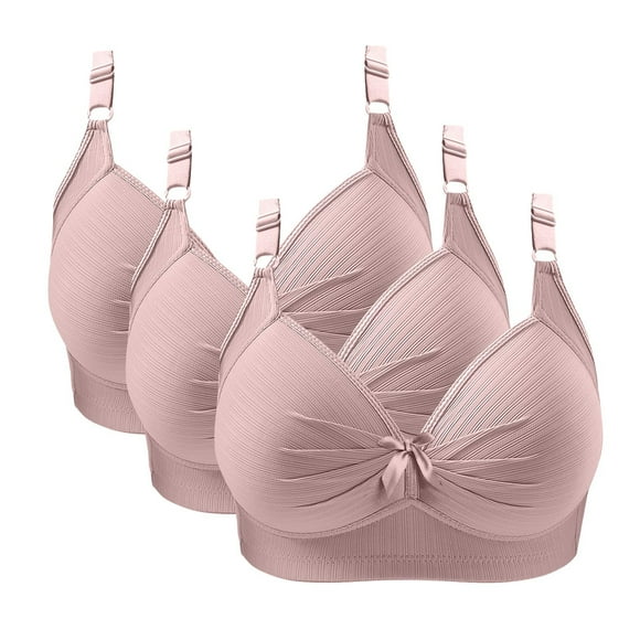 AUNVITO 3 Pcs Soutiens-Gorge Sans Fil pour Femmes Confort Sans Couture sous-Vêtements Quotidiens Doux Nylon Spandex Col en V Lingerie Décontractée pour Dormir & Couples