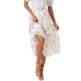 thumbnail image 1 of Falda Floral para Mujer Chifón A-line Larga con Volantes en Capas Boho Verano Midi Falda L Blanca, 1 of 6