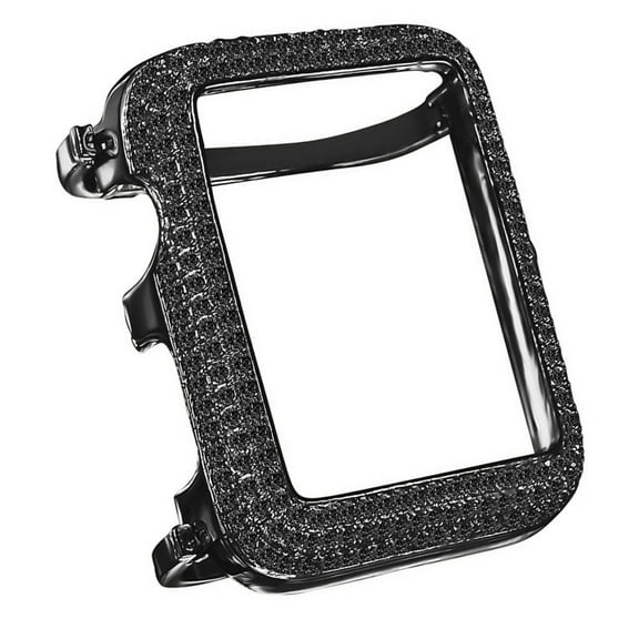 Black Gold Tone High Quality Series # 1 Real Sterling Silver Apple Watch Custom Bezel Insert Lab Diamond Cover Case