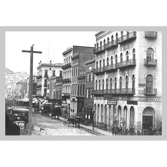 East Side of Montgomery St, San Francisco, CA-Fine Art Canvas Print (20" x 30")