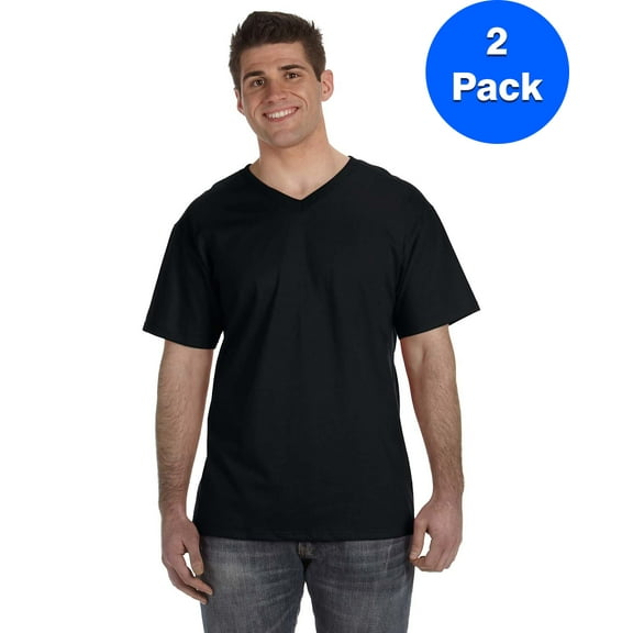 Mens Heavy Cotton HD V-Neck T-Shirt 39VR (2 PACK)