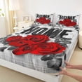 thumbnail image 3 of Homewish Red Floral Rose 4-Piece Full Size Sheets for Teens Female Men,Flying Butterflies Bed Sheets,Rustic Retro Vintage Lightweight Sheet Sets,Breathable Home Decor, 3 of 7