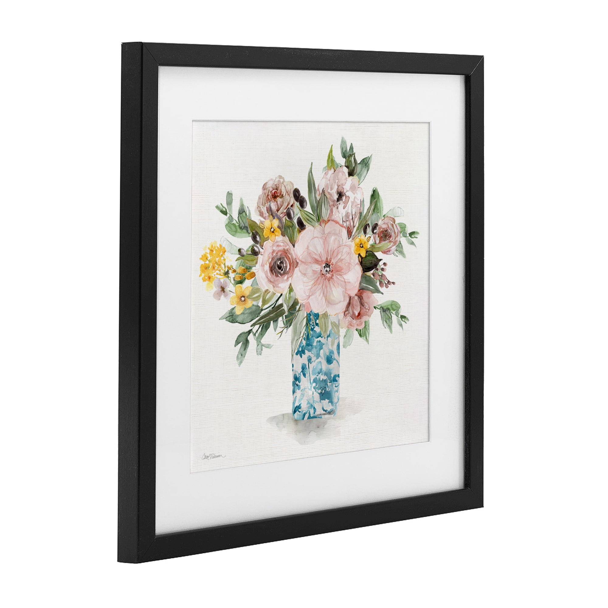 Stupell Industries Summer Chinoiserie Vase Black Framed Print Under Glass, design by Carol Robinson