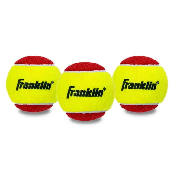 Franklin Sports Starter   Beginner Pressureless Tennis Balls - Great for Training   Practice - Low Bounce Tennis Balls for All Court Surfaces - Red - 3 Pack