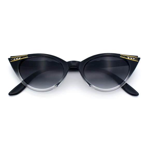 SA106 Retro Glam Rhinestone Cat Eye Sunglasses UV400 Gradient / Black