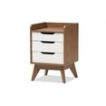 thumbnail image 2 of Baxton Studio Brighton Mid-Century Modern White and Walnut Wood 3-Drawer Storage Nightstand, 2 of 7