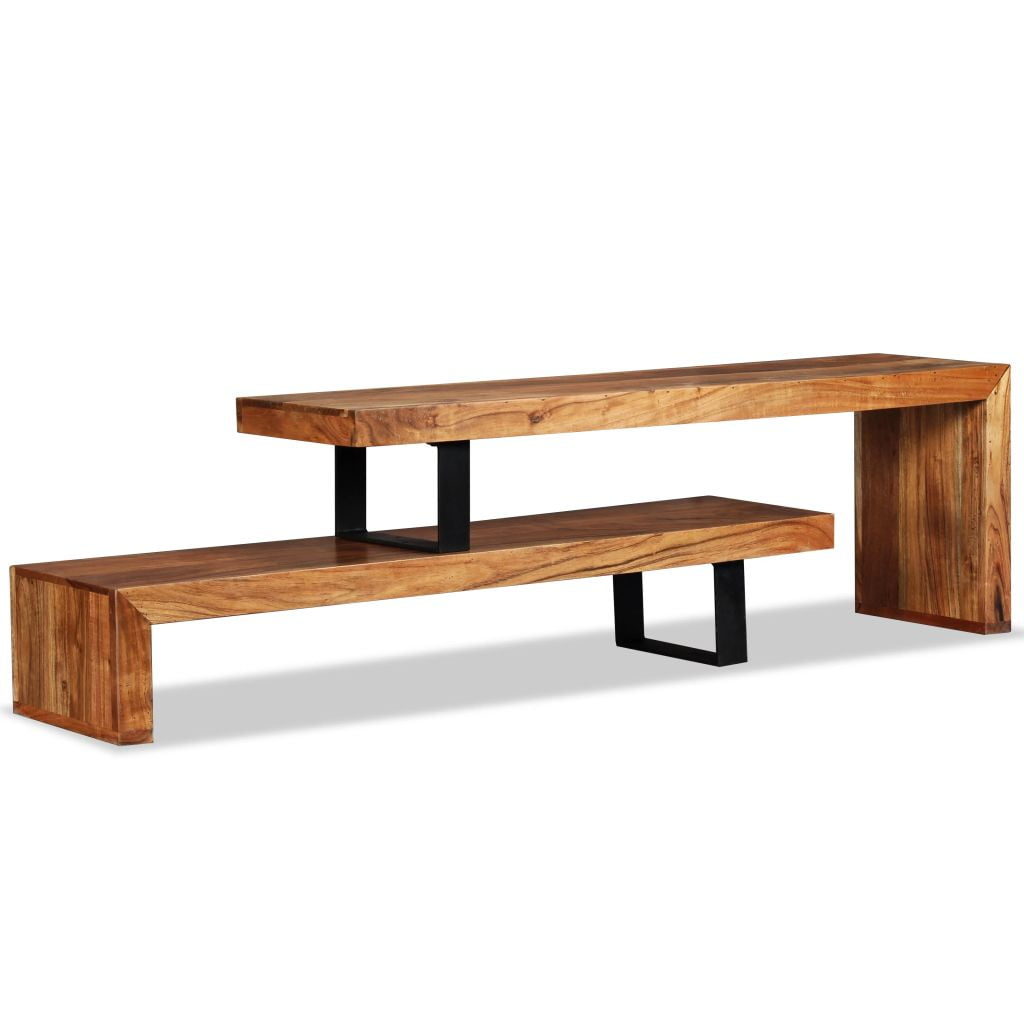 Kepooman Modern Solid Teak Wood Rectangle Media Table for Living Room, Brown Kepooman Modern Solid Teak Wood Rectangle Media Table for Living Room, Brown