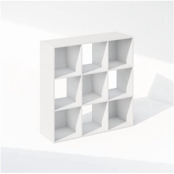 PELLI Book Shelf, 9-Cube Bookshelf, 3x3 Cube Storage Organizer Bookcase, 11.7 x 35.3 x 35.4, for Living Room, Bedroom, Home Office, White