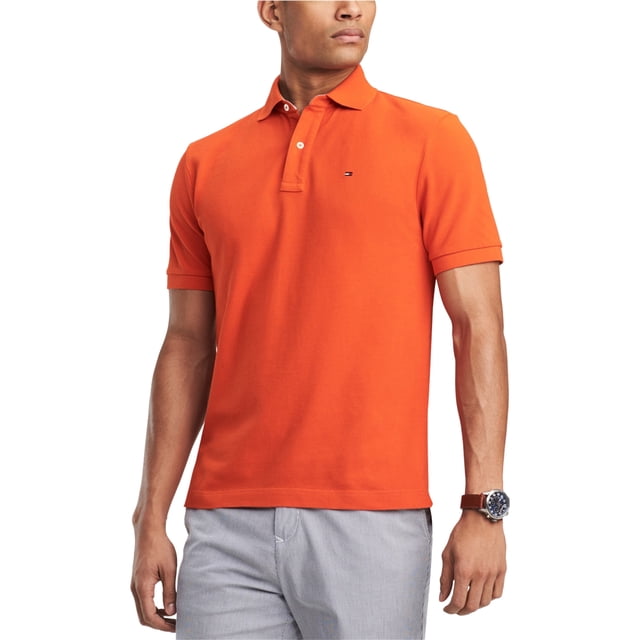 Tommy Hilfiger - Polo de rugby para hombre, ajuste clásico, color naranja, mediano